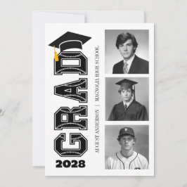 Modern Senior Baseball Player Photo Graduation Einladung