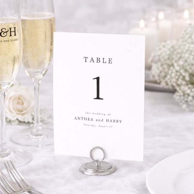 Modern Serif Editorial Wedding Table Number Card Tischnummer (Von Creator hochgeladen)