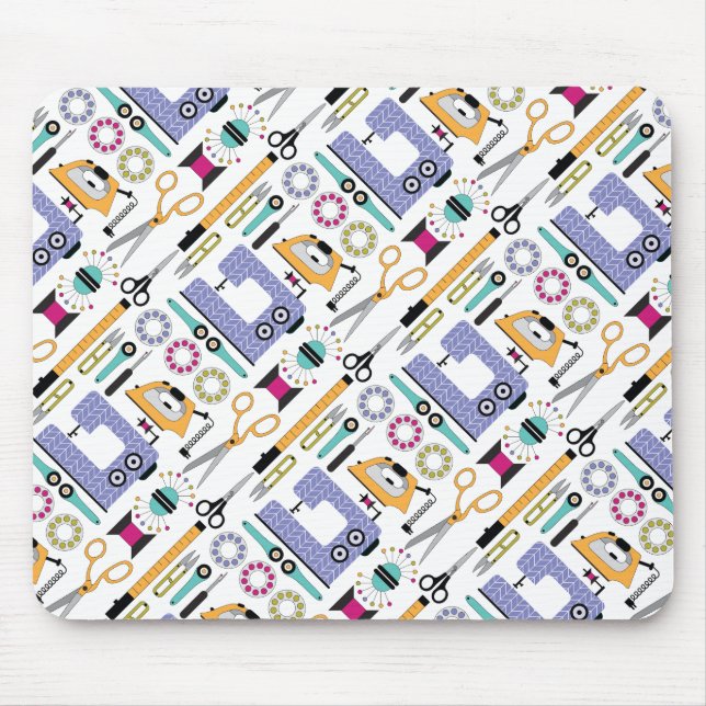 Modern Sewing Supplies and Tools Pattern Mousepad (Vorne)