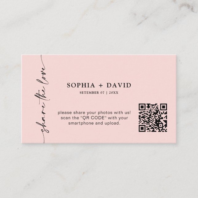 Modern Share The Love QR Code Carte Mariage Photos (Devant)