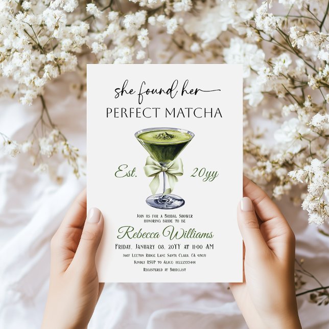 Modern She Found Her Perfect Matcha Bridal Shower Einladung (Von Creator hochgeladen)