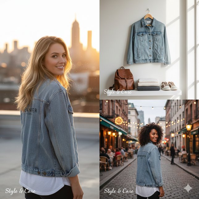 Modern SHE Inspired Personalized Denim Jacket for  Jeansjacke (Modern SHE Inspired Personalized Denim Jacket for Women)