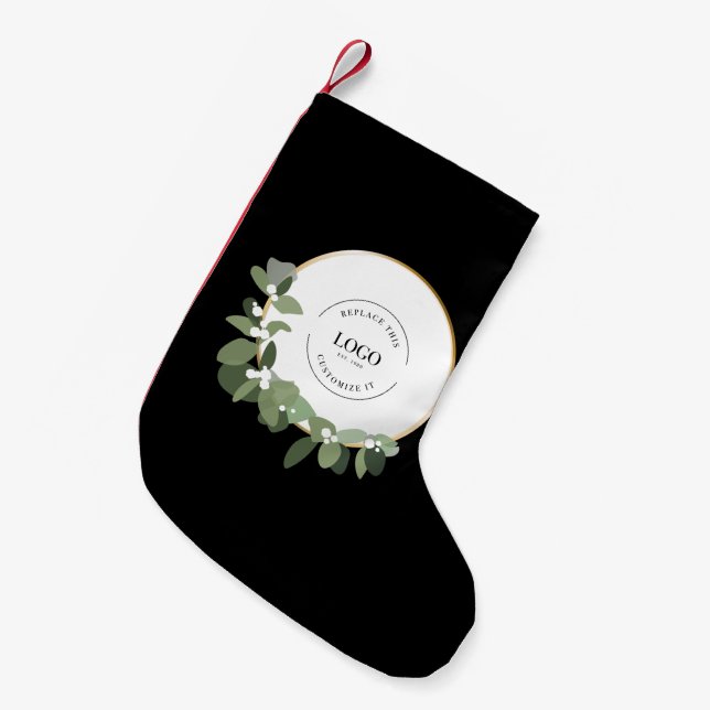 Modern Sie Ihr Firmenlogo hier Grün Schwarz Kleiner Weihnachtsstrumpf (Vorderansicht (hängend))