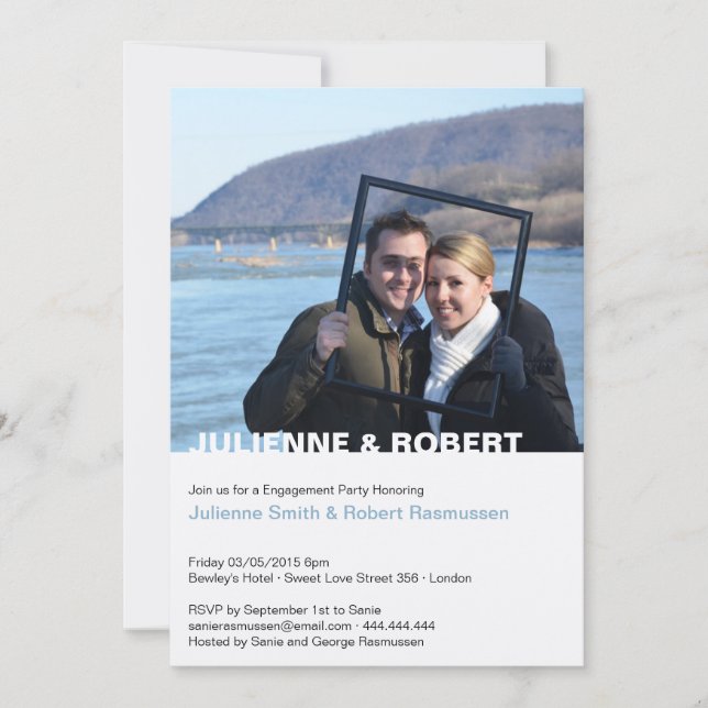 Modern Sie Ihre eigene Foto-Engagement-Partei Einladung (Vorderseite)