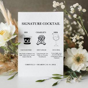 Modern Signature Coctail Drink Hochzeit Bar Zeiche Sockelschild