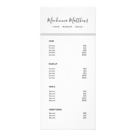 Modern Signature Script White Salon Service Menü