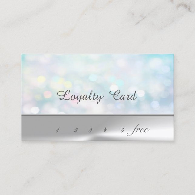 Modern Silberfarbenfrohe Bokeh Loyalty Card Treuekarte (Vorderseite)