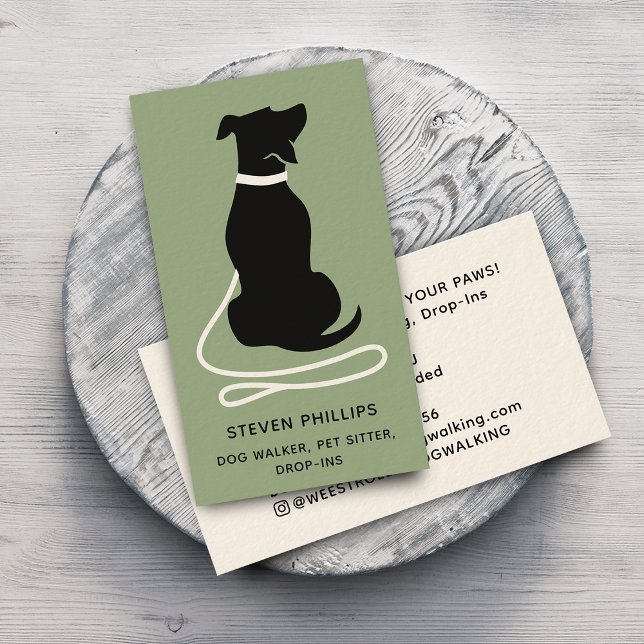 Modern Silhouette Dog Walker Dog Sitter Visitenkarte (Modern Silhouette Dog Walker Dog Sitter Business Card)