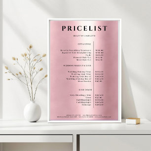 Modern Simpel Rosegold Salon Preisliste Poster