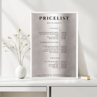 Modern Simpel Silver Salon Preisliste Poster