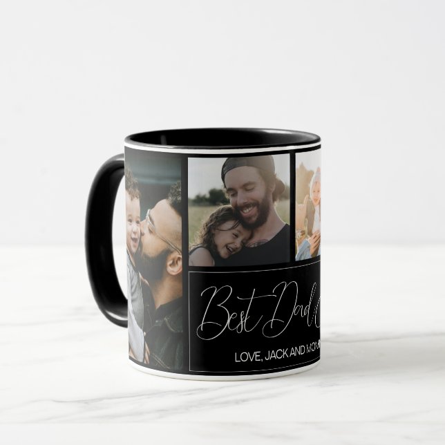 Modern Simple 4 Foto Collage Vathage Day Tasse (Vorderseite Links)