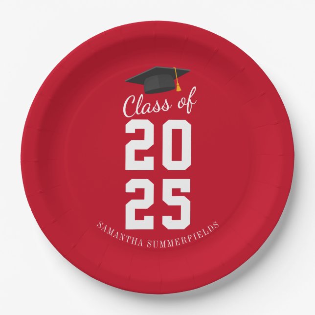 Modern Simple Abschluss 2025 Grad Party Pappteller (Vorderseite)