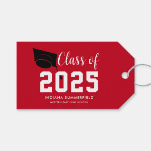 Modern Simple Abschluss 2025 Script Red Grad Geschenkanhänger