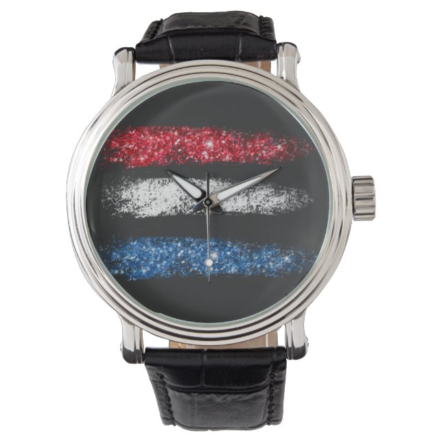 *~* Modern Simple Abstrakt American Flag USA Armbanduhr (Vorderseite)