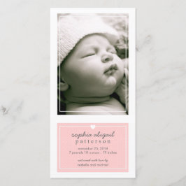 Modern Simple Baby Girl Geburtserklärung Pink Ankündigung