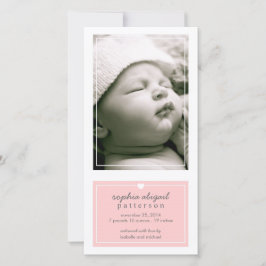 Modern Simple Baby Girl Geburtserklärung Pink Ankündigung