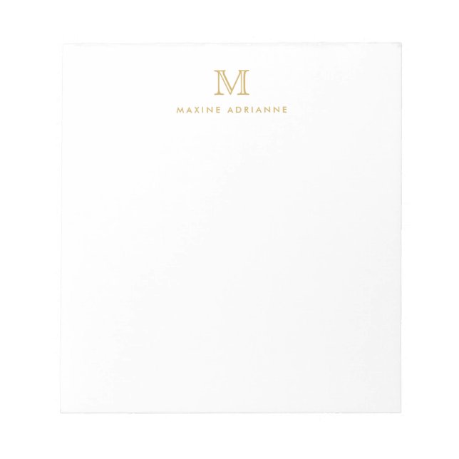 Modern Simple Basic Imitats Gold Monogram Initial Notizblock (Vorderseite)