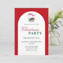 Modern Simple Bauble Red Script Weihnachts-Party