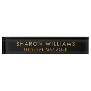 Modern Simple Beruflich Black Gold Office Namensplakette