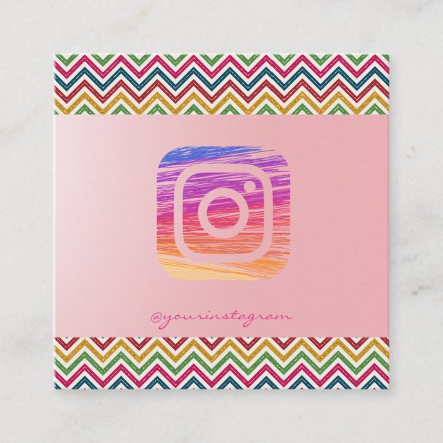 Modern Simple Beruflich, Zigzag, Instagram Quadratische Visitenkarte (Vorderseite)