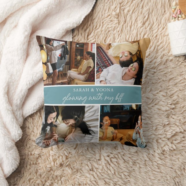 Modern Simple Bestfriends 4 Foto Trendy Simple Kissen (Decke)