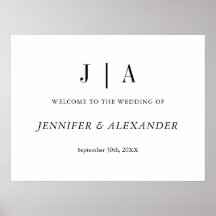 Modern Simple Black And White Monogram Couple Name