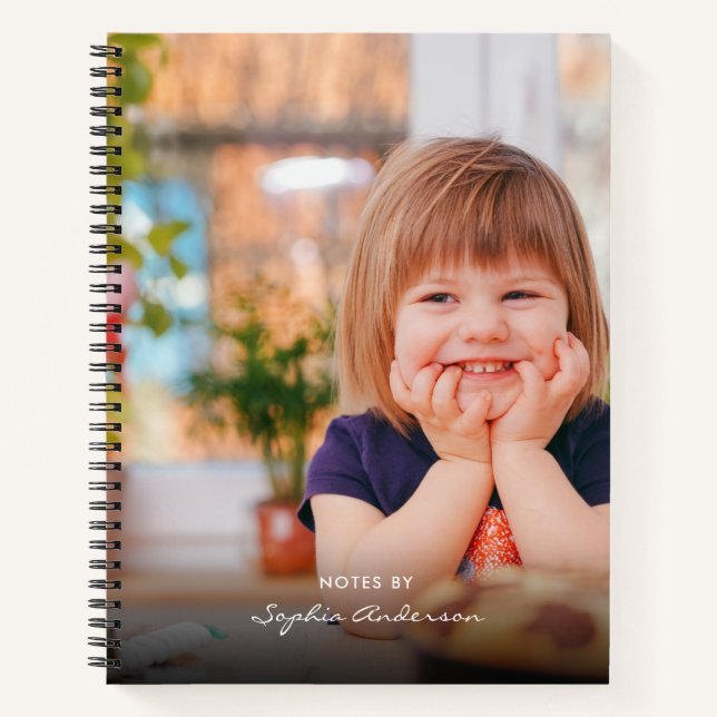 Modern Simple Black Foto Script Monogram Notizbuch (Vorderseite)