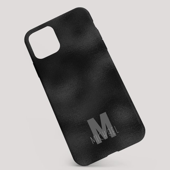 Modern Simple Black Minimalistisch Textured Monogr Case-Mate iPhone 14 Hülle (Von Creator hochgeladen)