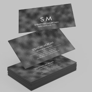 Modern Simple Black Minimalistisch Textured Monogr Visitenkarte