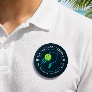 Modern Simple Black Neon Pickleball Sportclub Button