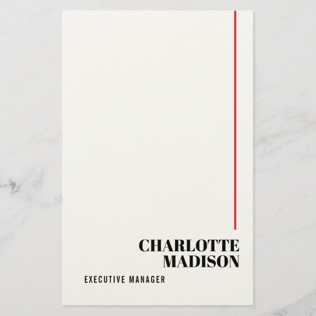 Modern Simple Black White Trendy Minimalist Plain  Briefpapier (Vorderseite)