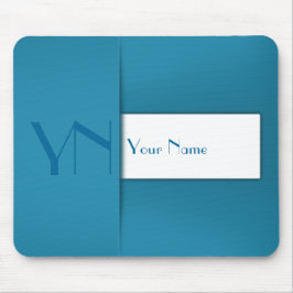Modern Simple Blue Monogram Name Mousepad
