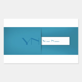 Modern Simple Blue Monogram Name Rechteckiger Aufkleber