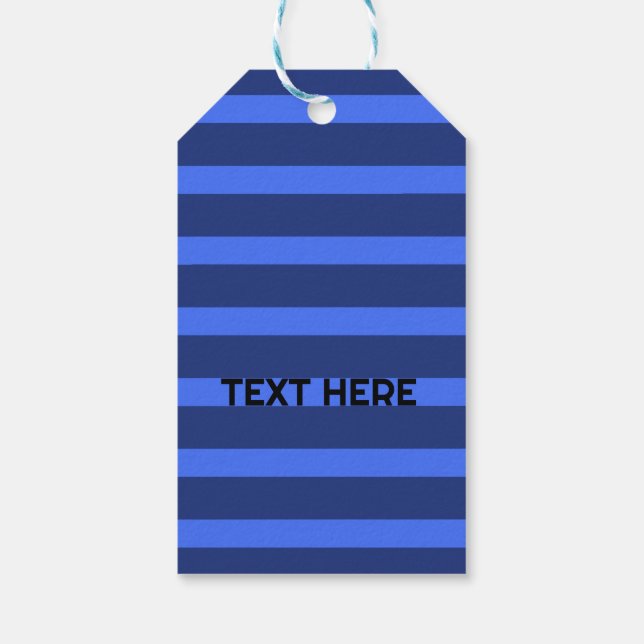 Modern Simple Blue Navy Two Tone Strip Name Geschenkanhänger (Rückseite)