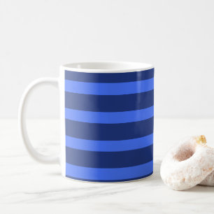 Modern Simple Blue Navy Two Tone Strip Name Kaffeetasse