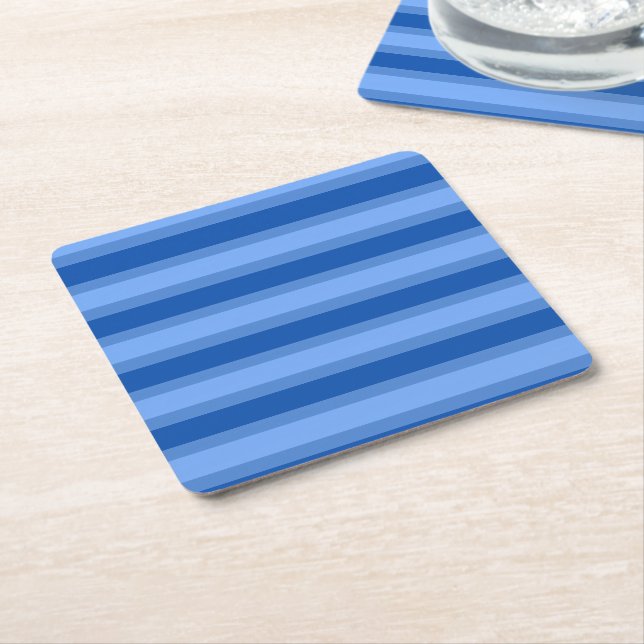 Modern Simple Blue Navy Two Tone Strip Name Rechteckiger Pappuntersetzer (angewinkelt)