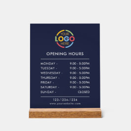 Modern Simple Blue | Öffnungszeiten von Firmenlogo Acrylschild