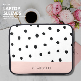 Modern Simple Blush and Polka Dot Monogram Name Laptopschutzhülle