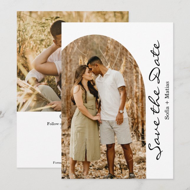 Modern Simple Boho Save the Date Card Einladung (Vorne/Hinten)