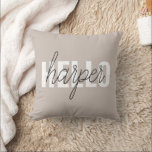 Modern Simple Brown Hallo und Sie nennen Kissen<br><div class="desc">Modern Simple Brown Hallo und Sie nennen</div>