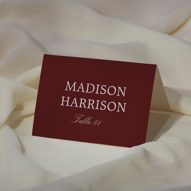 Modern Simple Burgundy Wedding Place Card DIY Einladung (Von Creator hochgeladen)