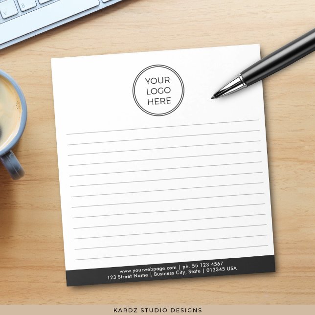 Modern Simple Business Logo Ruled Notepad Notizblock (Notepad shown in 5.5 x 6 inches. Add your logo and business information. )