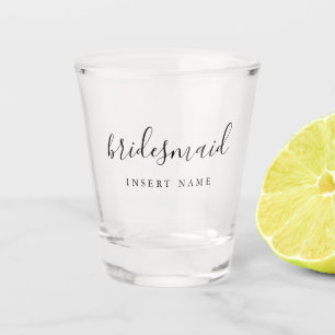 Modern Simple Calligraphy Bridesmaid Shot Glass Schnapsglas