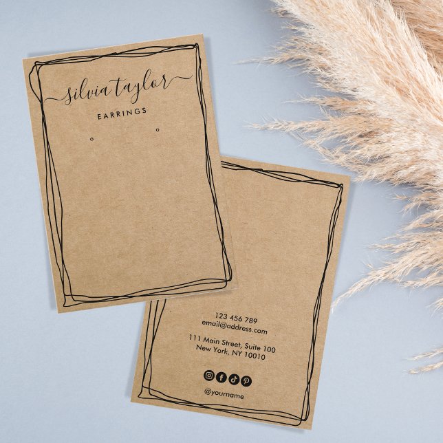 Modern Simple Calligraphy Earring-Grafikkarte Visitenkarte (Von Creator hochgeladen)