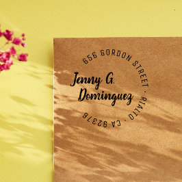 Modern & Simple Calligraphy Round Return Address Permastempel
