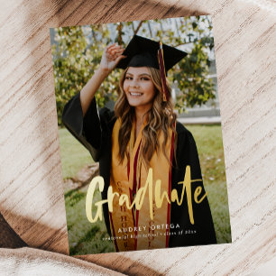 Modern Simple Calligraphy Two Foto Abschluss Folieneinladung