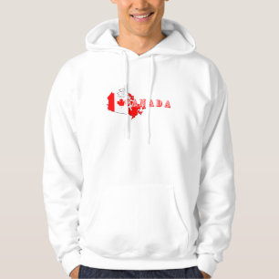 Modern Simple Canadian Canada Script Map Flag Hoodie