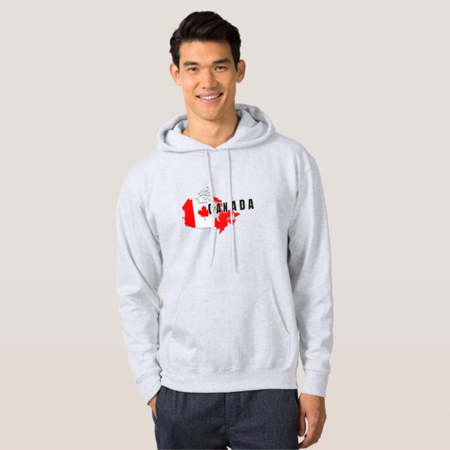 Modern Simple Canadian Canada Script Map Flag Hoodie (Vorne ganz)