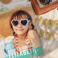 Modern Simple Chic Custom Photo Birthday Greeting