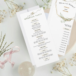 Modern Simple Chic Sage Green Gold Wedding Program
